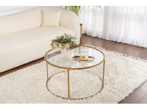 Mesa baja de metal "Aurum" - 80 x 80 x 43 cm - Oro transparente 2
