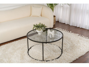 Mesa baja de metal "Aurum" - 80 x 80 x 43 cm - Negro Gris 2