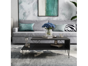 Mesa baja de madera "Loira" 100 x 50 x 40 cm - Antracita 2