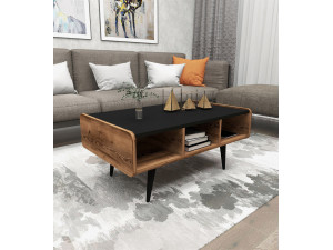 Mesa baja de madera "Line" - 90 x 56 x 40 cm - Nogal claro 2