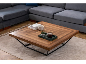 Mesa baja de madera "Cora" - 100 x 100 x 32 cm - Nogal 2