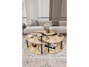 Juego de mesa baja de madera "Yin" 70 x 70 x 38 cm - Roble 2