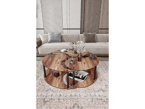 Juego de mesa baja de madera "Yin" 70 x 70 x 38 cm - Nogal 2