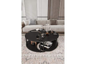 Juego de mesa baja de madera "Yin" 70 x 70 x 38 cm - Negro 2