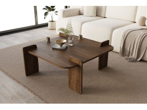 Mesa baja de madera "Woog" 90 x 90 x 35 cm - Nogal 2