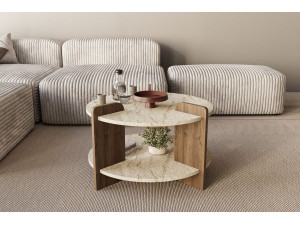 Mesa baja de madera "Oalla" 70 x 70 x 45 cm - Travertino 2