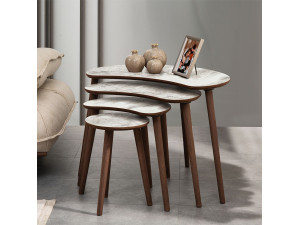 Mesa nido de madera "Moon" (4 piezas) 40 x 75 x 55 cm - Blanco 2