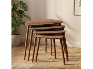 Mesa nido de madera "Nora" 4 piezas 68 x 45 x 55 cm - Nogal 2