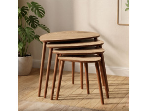 Mesa nido de madera "Nora" 4 piezas 68 x 45 x 55 cm - Roble 2