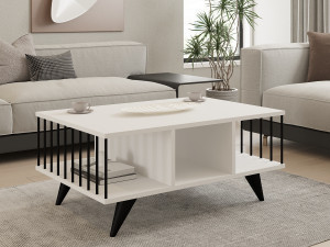 Mesa baja de madera "Bert" - 90 x 60 x 40 cm - Blanca 2