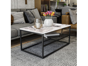 Mesa baja de madera "Asude" - 95 x 55 x 42 cm - Blanco 2