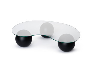 Mesa baja de cristal "Sphere" - 120 x 70 x 30 cm - Negro