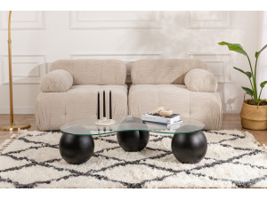 Mesa baja de cristal "Sphere" - 120 x 70 x 30 cm - Negro 2