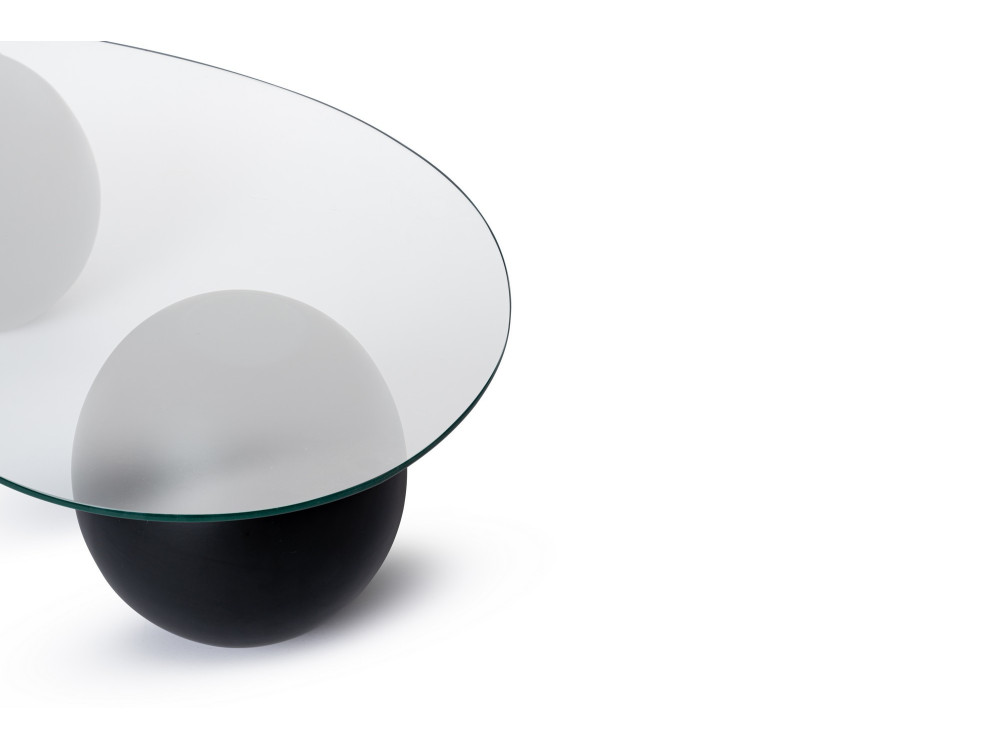 Mesa baja de cristal "Sphere" - 120 x 70 x 30 cm - Negro
