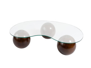Mesa baja de cristal "Sphere" - 120 x 70 x 30 cm - Marrón