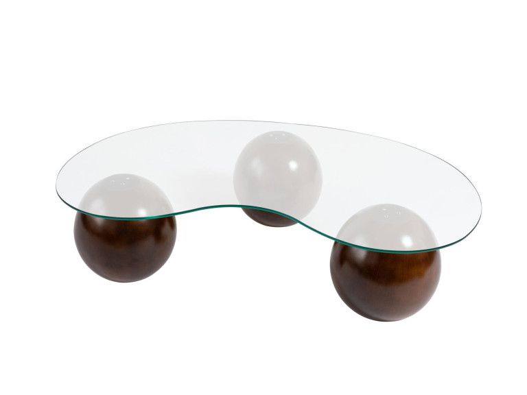 Mesa baja de cristal "Sphere" - 120 x 70 x 30 cm - Marrón