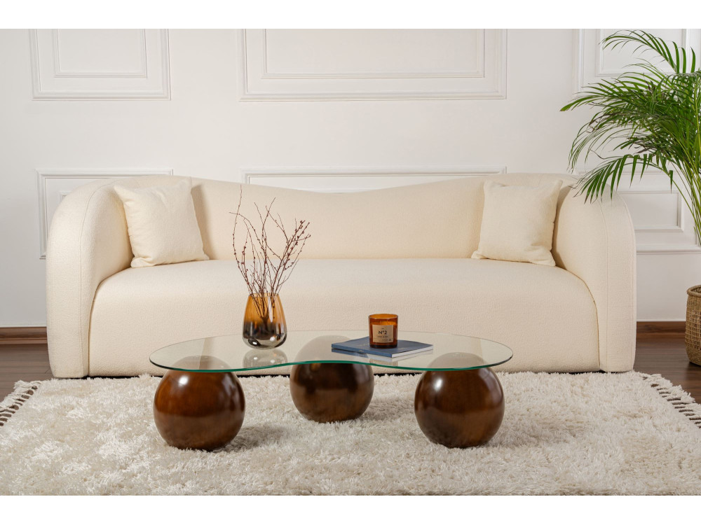 Mesa baja de cristal "Sphere" - 120 x 70 x 30 cm - Marrón