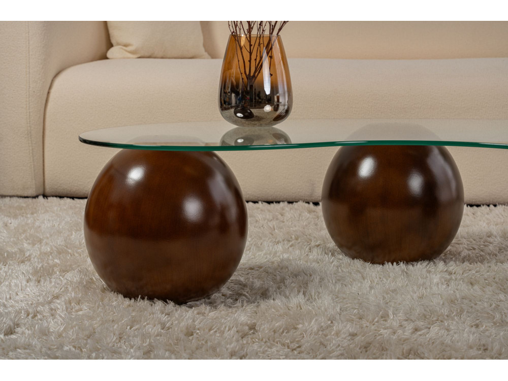 Mesa baja de cristal "Sphere" - 120 x 70 x 30 cm - Marrón