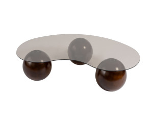 Mesa baja de cristal "Sphere" - 120 x 70 x 30 cm - Marrón