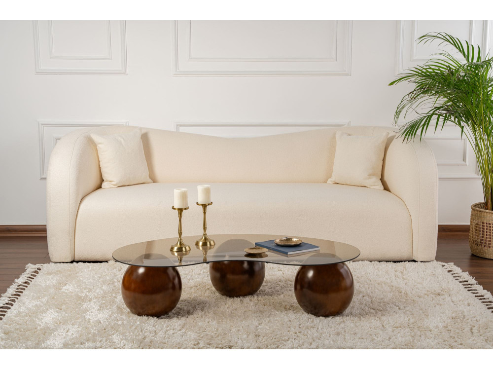 Mesa baja de cristal "Sphere" - 120 x 70 x 30 cm - Marrón