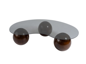 Mesa baja de cristal "Sphere" - 120 x 70 x 30 cm - Marrón