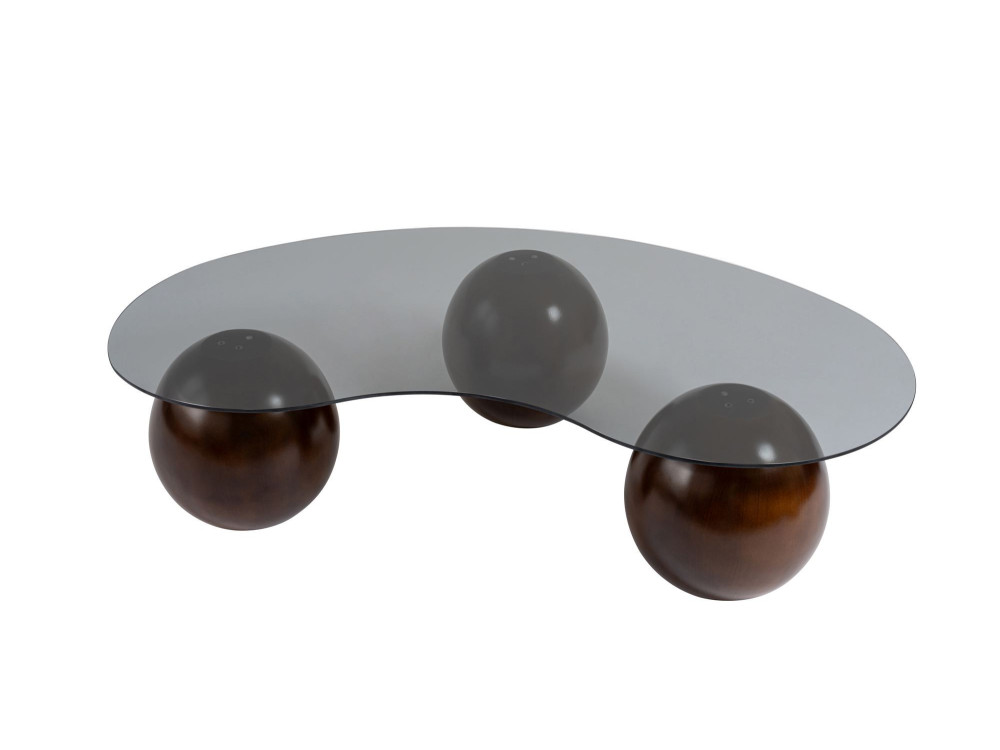 Mesa baja de cristal "Sphere" - 120 x 70 x 30 cm - Marrón