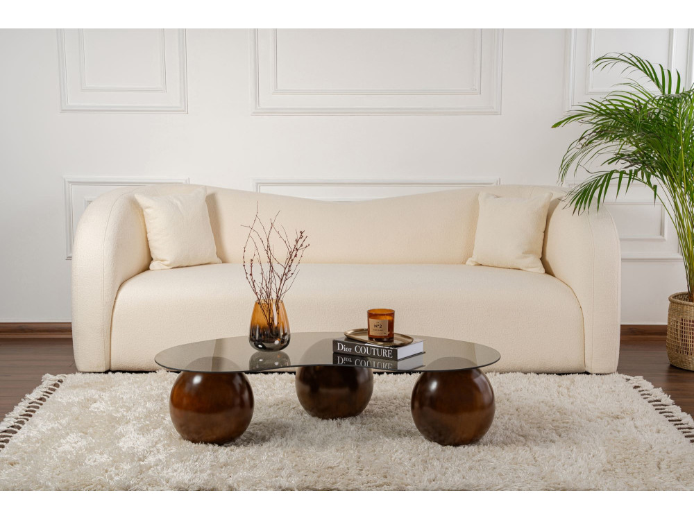Mesa baja de cristal "Sphere" - 120 x 70 x 30 cm - Marrón