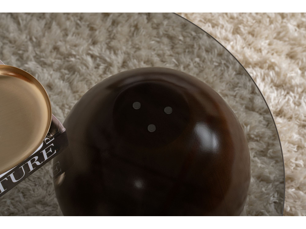 Mesa baja de cristal "Sphere" - 120 x 70 x 30 cm - Marrón