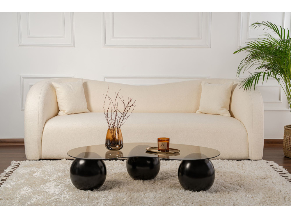 Mesa baja de cristal "Sphere" - 120 x 70 x 30 cm - Negro