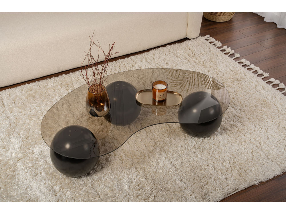 Mesa baja de cristal "Sphere" - 120 x 70 x 30 cm - Negro
