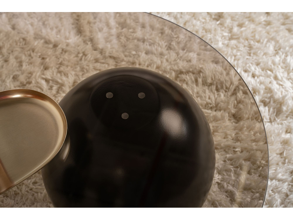 Mesa baja de cristal "Sphere" - 120 x 70 x 30 cm - Negro