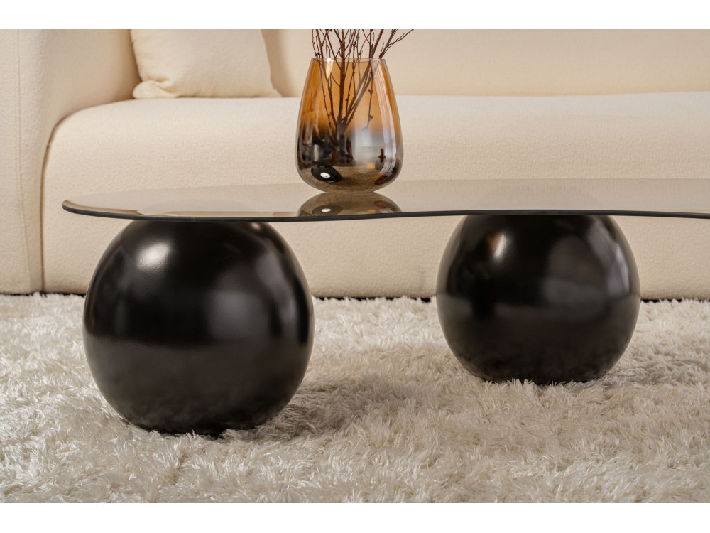 Mesa baja de cristal "Sphere" - 120 x 70 x 30 cm - Negro