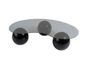 Mesa baja de cristal "Sphere" - 120 x 70 x 30 cm - Negro