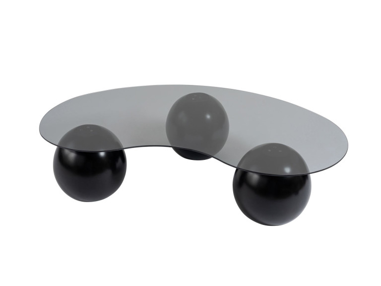 Mesa baja de cristal "Sphere" - 120 x 70 x 30 cm - Negro