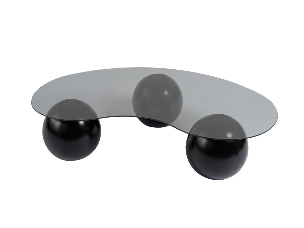 Mesa baja de cristal "Sphere" - 120 x 70 x 30 cm - Negro