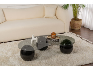 Mesa baja de cristal "Sphere" - 120 x 70 x 30 cm - Negro 2