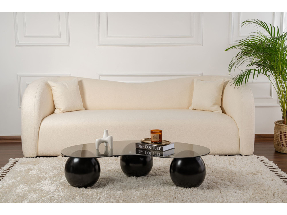 Mesa baja de cristal "Sphere" - 120 x 70 x 30 cm - Negro
