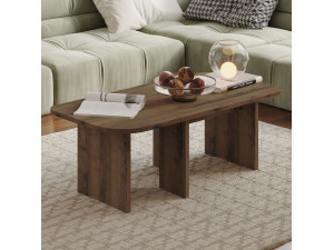 Juego de mesa baja de madera "Iris" - 90 x 45 x 35 cm - Marrón 2