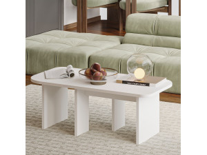 Juego de mesa baja de madera "Iris" - 90 x 45 x 35 cm - Blanco 2