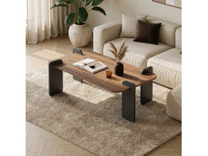 Mesa baja de madera "Renard" - 120 x 60 x 35 cm - Marrón claro 2