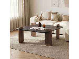 Mesa baja de madera "Marais" - 90 x 90 x 35 cm - Negra 2