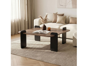 Mesa baja de madera "Marais" - 90 x 90 x 35 cm - Marrón 2