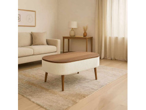 Mesa baja de madera "Noya" - 90 x 60 x 43 cm - Blanco 2
