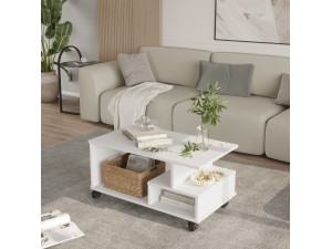 Mesa baja de madera "MIN9" - 90 x 51 x 42 cm - Blanca 2