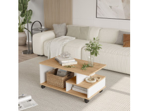 Mesa baja de madera "MIN9" - 90 x 51 x 42 cm - Blanca 2