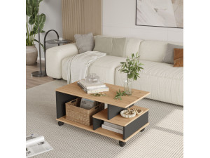 Mesa baja de madera "MIN9" - 90 x 51 x 42 cm - Gris antracita 2