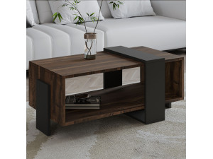 Mesa baja de madera "Meleni" - 90 x 49 x 40 cm - Marrón 2