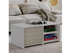 Mesa baja de madera "Gord" - 90 x 45 x 44 cm - Blanco 2