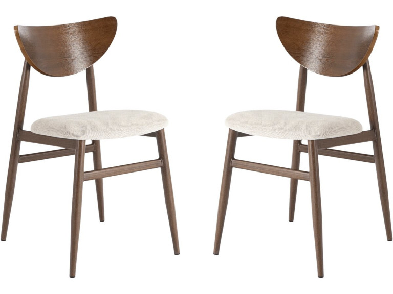 Lote de 2 sillas de comedor de madera de estilo escandinavo "Lumbra" - Marrón