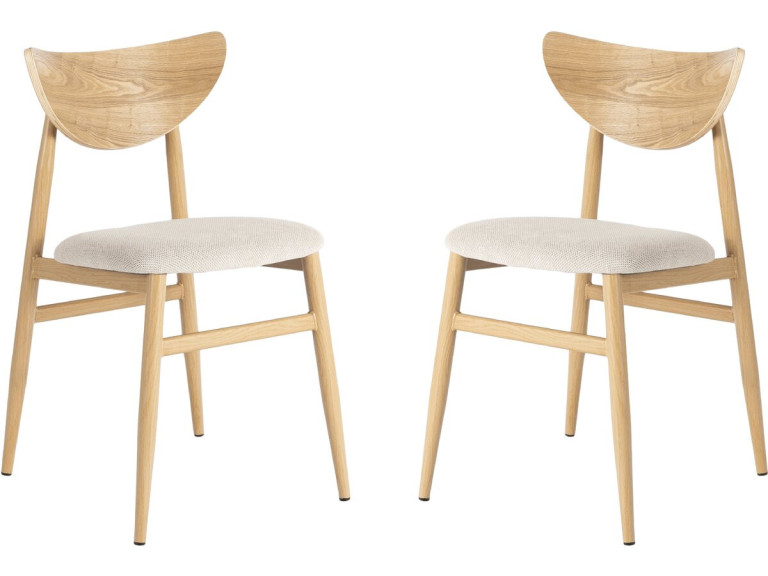 Lote de 2 sillas de comedor de madera de estilo escandinavo "Lumbra" - Beige